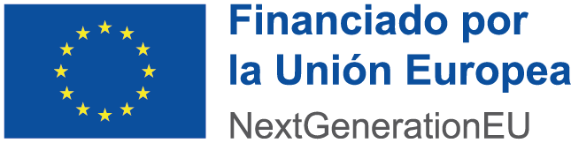 Logo de la Unión Europea con el texto "Financiado por la Unión Europea" y "NextGenerationEU", representando el apoyo financiero de la UE para proyectos de desarrollo sostenible y recuperación económica.